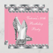 Die Grünen Rosa und Silver Birthday Party Einladung (Vorne/Hinten)