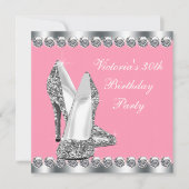 Die Grünen Rosa und Silver Birthday Party Einladung (Vorderseite)