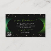 Die grünen schwarzen Glitzer-Sterne mit dem Logo Visitenkarte (Rückseite)