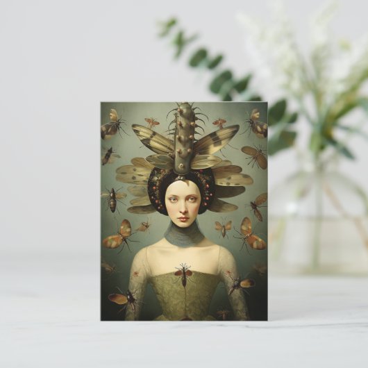 Die gruselige Retro-Bug-Lady Postkarte (Stehend Vorderseite)