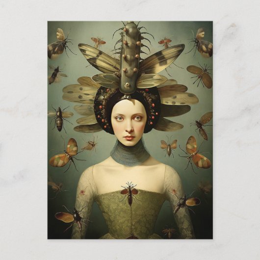 Die gruselige Retro-Bug-Lady Postkarte (Vorderseite)