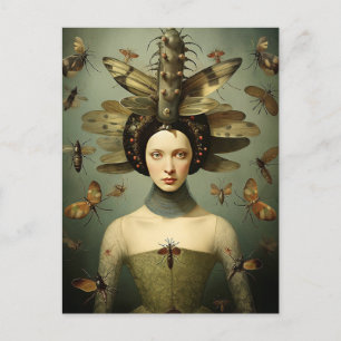 Die gruselige Retro-Käfer-Lady Postkarte