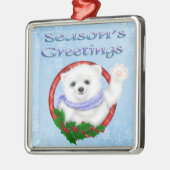 Die Gruß-Eisbär erstklassiges quadratisches Ornam Ornament Aus Metall (Links)