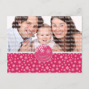Die Gruß-rosa Schneeflocke-Postkarte der Feiertagspostkarte