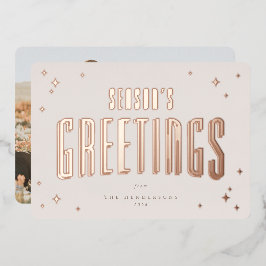 Die Grüße der blassrosa Jahreszeit Retro-Sterne-Fo Folien Feiertagskarte