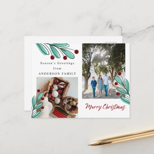 Die Grüße der Jahreszeit Frohe Weihnachten Foto Ur Postkarte (Vorderseite/Rückseite Beispiel)