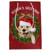 Die Grüße der Jahreszeit Goldener Retriever im Kra Mittlere Geschenktüte (Vorderseite)