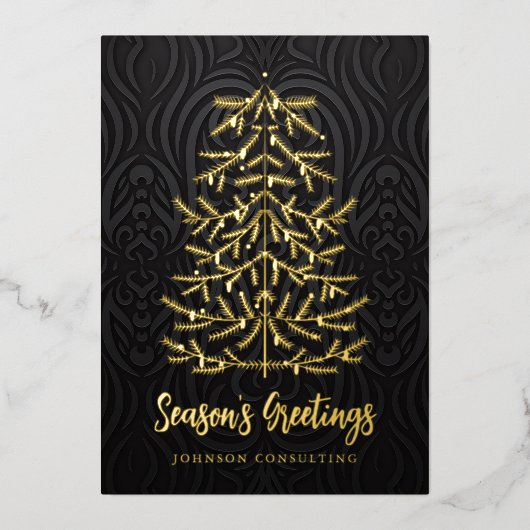 Die Grüße der Jahreszeit Moderner Weihnachtsbaum D Folien Feiertagskarte (Vorderseite)