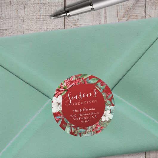 Die Grüße der Jahreszeit Rotes Weihnachten Runder Aufkleber