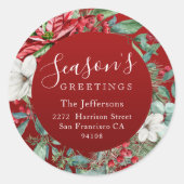 Die Grüße der Jahreszeit Rotes Weihnachten Runder Aufkleber (Vorderseite)