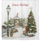 Die Grüße der Jahreszeit Viktorianische Weihnachts Duschvorhang (Vorderseite)