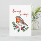 Die Grüße der Jahreszeit von fröhlichem Robin Einladung (Stehend Vorderseite)
