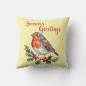 Die Grüße der Jahreszeit von fröhlichem Robin Kissen (Rückseite)