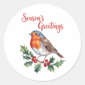 Die Grüße der Jahreszeit von fröhlichem Robin Runder Aufkleber (Vorderseite)
