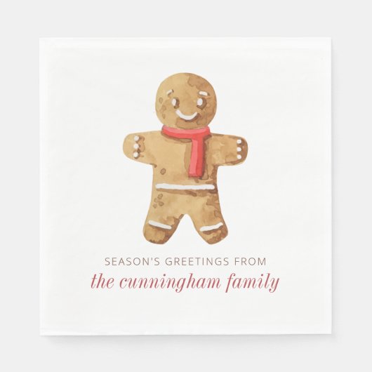 Die Grüße der Jahreszeit Wasserfarbe Lebkuchen Man Serviette (Vorderseite)
