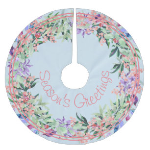 Die Grüße der PastellAquarell-Blumenjahreszeit Polyester Weihnachtsbaumdecke