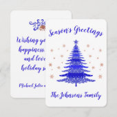 Die Grüße der Saison Blue Rose Gold Weihnachtsbaum Dankeskarte (Vorne/Hinten)