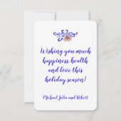 Die Grüße der Saison Blue Rose Gold Weihnachtsbaum Dankeskarte (Rückseite)