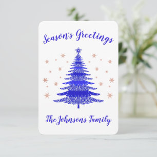 Die Grüße der Saison Blue Rose Gold Weihnachtsbaum Dankeskarte
