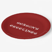 Die Grüße der Saison dunkelrot Pappteller (Schrägansicht)