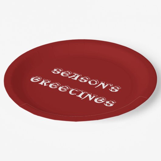 Die Grüße der Saison dunkelrot Pappteller (Schrägansicht)