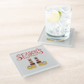 Die Grüße der Saison Elf Schuhe Glasuntersetzer (Schrägansicht)