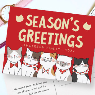 Die Grüße der Saison Funny Niedlich Cats Caroling Feiertagspostkarte