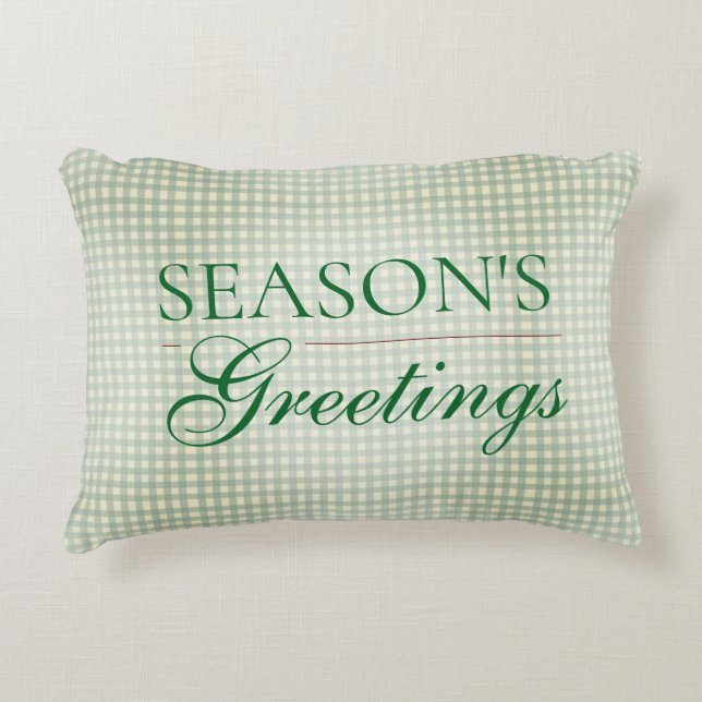 Die Grüße der Saison Gingham Weihnachten Dekokissen (Vorderseite)