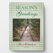 Die Grüße der Saison Gingham Weihnachten Fotoplatte (Vorderseite)