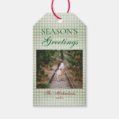 Die Grüße der Saison Gingham Weihnachten Geschenkanhänger (Vorderseite)