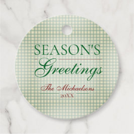 Die Grüße der Saison Gingham Weihnachten Geschenkanhänger