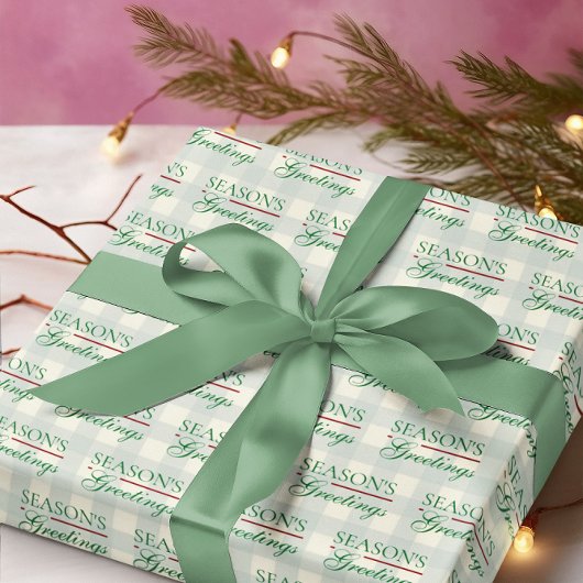 Die Grüße der Saison Gingham Weihnachten Geschenkpapier