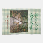 Die Grüße der Saison Gingham Weihnachten Geschirrtuch (Horizontal)