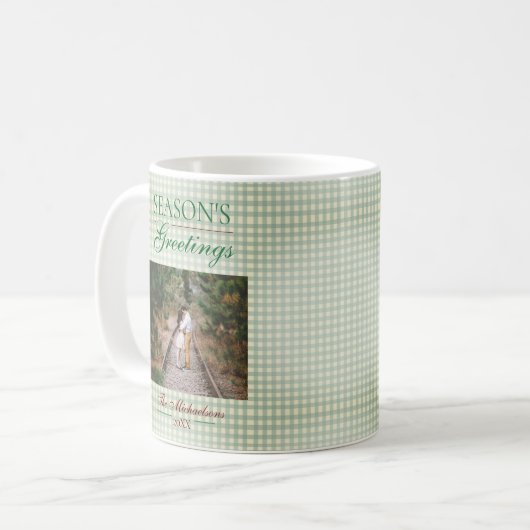 Die Grüße der Saison Gingham Weihnachten Kaffeetasse (Vorderseite Links)