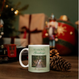 Die Grüße der Saison Gingham Weihnachten Kaffeetasse