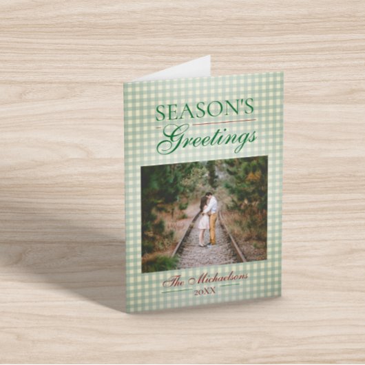 Die Grüße der Saison Gingham Weihnachten Karte