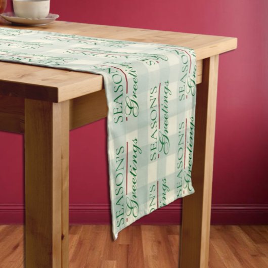 Die Grüße der Saison Gingham Weihnachten Kurzer Tischläufer
