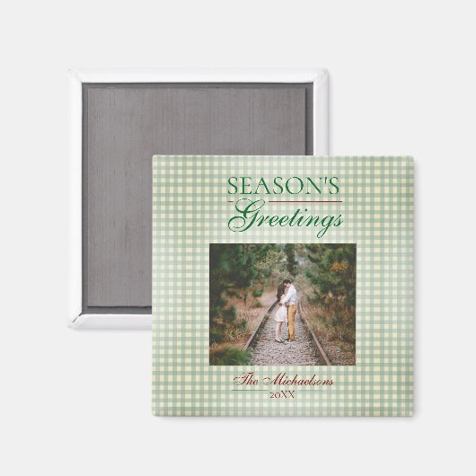 Die Grüße der Saison Gingham Weihnachten Magnet (Vorderseite/Rückseite)