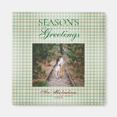 Die Grüße der Saison Gingham Weihnachten Magnet (Vorne)