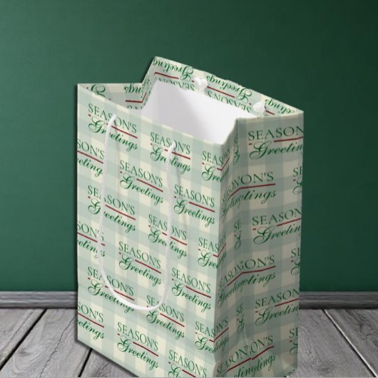 Die Grüße der Saison Gingham Weihnachten Mittlere Geschenktüte