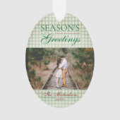 Die Grüße der Saison Gingham Weihnachten Ornament (Vorderseite)