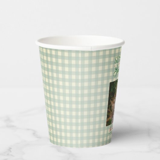 Die Grüße der Saison Gingham Weihnachten Pappbecher (Rechts)