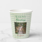 Die Grüße der Saison Gingham Weihnachten Pappbecher (Vorderseite)