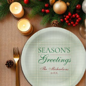 Die Grüße der Saison Gingham Weihnachten Pappteller