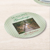 Die Grüße der Saison Gingham Weihnachten Runder Pappuntersetzer (Angewinkelt)