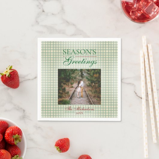 Die Grüße der Saison Gingham Weihnachten Serviette (Beispiel)