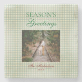 Die Grüße der Saison Gingham Weihnachten Steinuntersetzer (Vorderseite)