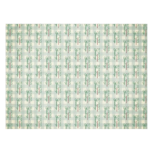 Die Grüße der Saison Gingham Weihnachten Tischdecke (Vorderseite (Horizontal))