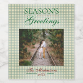 Die Grüße der Saison Gingham Weihnachten Weinetikett (Einzelnes Label)