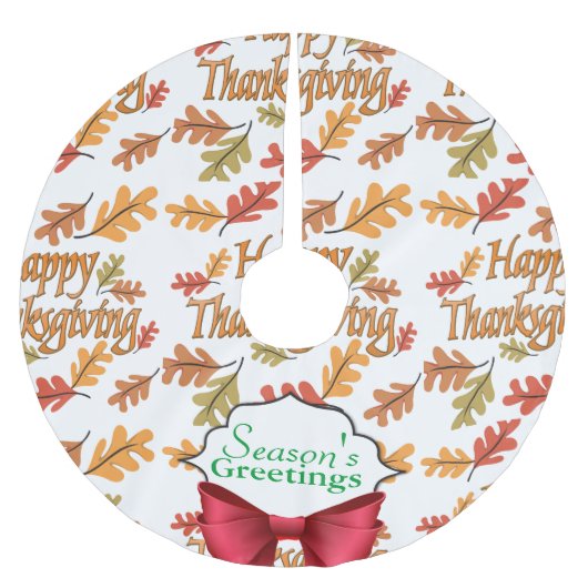 Die Grüße der Saison glücklich Thanksgiving Polyester Weihnachtsbaumdecke (Vorderseite)